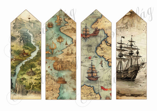 Könyvjelzők térképrészletekkel 3 - 16,5 x 5,5 cm