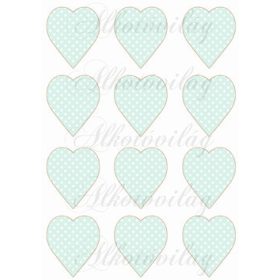 Pöttyös szívek menta árnyalatban - 6,5 cm