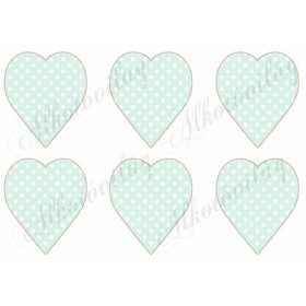 Pöttyös szívek menta árnyalatban - 9 cm