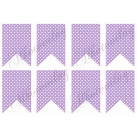 Bannerek Lila alapon fehér pöttyökkel - 9 x 6,5 cm