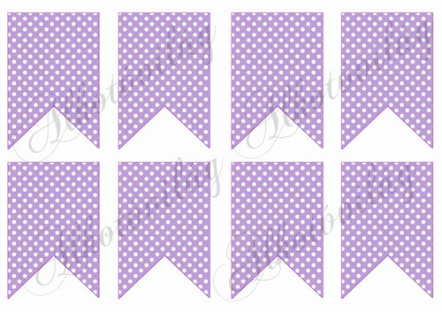 Bannerek Lila alapon fehér pöttyökkel - 9 x 6,5 cm