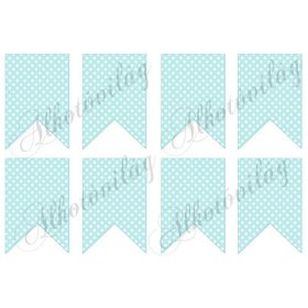 Bannerek menta alapon fehér pöttyökkel - 9 x 6,5 cm