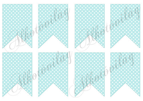 Bannerek menta alapon fehér pöttyökkel - 9 x 6,5 cm