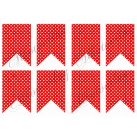 Bannerek piros alapon fehér pöttyökkel - 9 x 6,5 cm