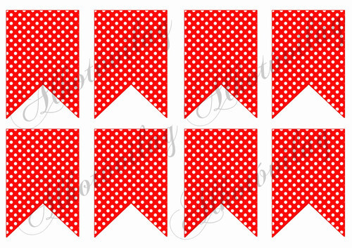 Bannerek piros alapon fehér pöttyökkel - 9 x 6,5 cm