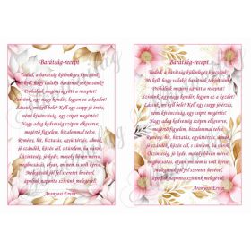   Barátság recept képeken, rózsaszín virágokkal - 15 x 22,5 cm