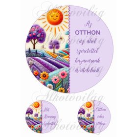   Feliratos kör virágos patchwork  jellegű mintával - 19 cm és 7-7 cm