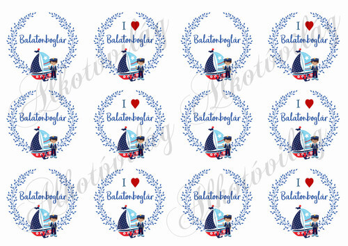 Balatonos koszorúk - BALATONBOGLÁR felirattal - 6 cm