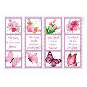   Könyvjelzők német és angol feliratokkal lányos színekkel