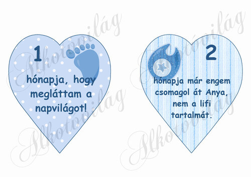 Mérföldkő kártyák születéshez 1-2 hó FIÚS - 14 cm magas