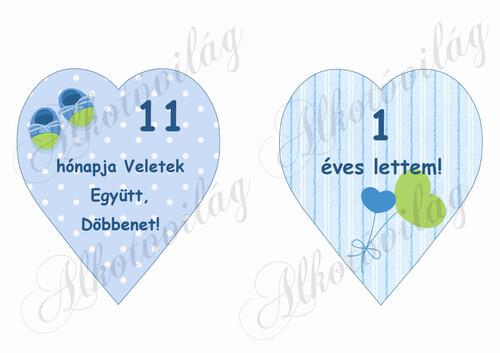 Mérföldkő kártyák születéshez 11-12 hó FIÚS - 14 cm magas