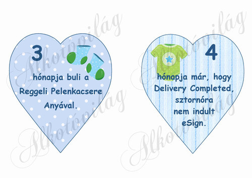 Mérföldkő kártyák születéshez 3-4 hó FIÚS - 14 cm magas