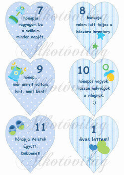 Mérföldkő kártyák születéshez 7-12 hó FIÚS - 2. változat