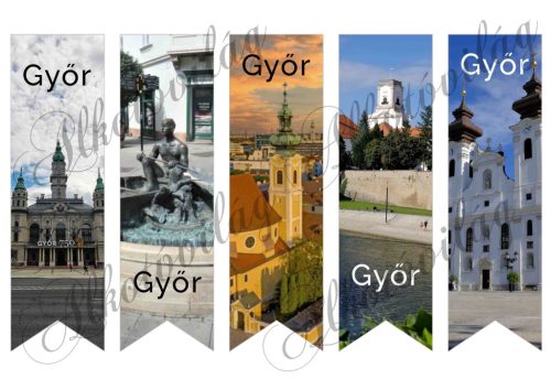 Könyvjelzők GYŐR nevezetességeivel és felirattal - 17x5 cm