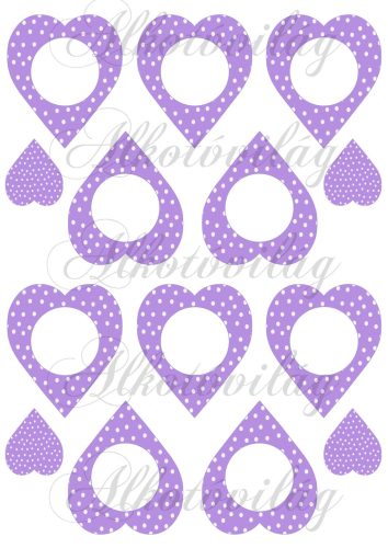 Lila pöttyös szívek üresen - EGYEDI FELIRATTAL IS KÉRHETŐ + SZERKESZTÉSI DÍJÉRT