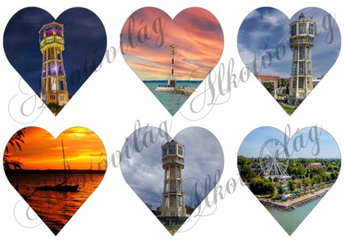 Szívek SIÓFOK nevezetességeivel - 9 cm magas