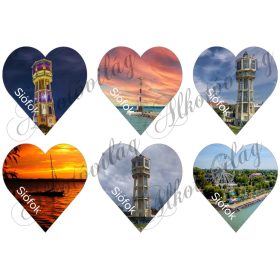   Szívek SIÓFOK nevezetességeivel és felirattal - 9 cm magas