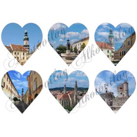 Szívek SOPRON nevezetességeivel - 9 cm magas