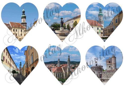 Szívek SOPRON nevezetességeivel - 9 cm magas