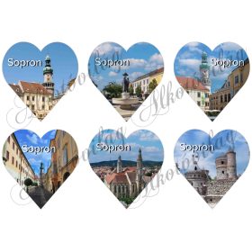   Szívek SOPRON nevezetességeivel és felirattal - 9 cm magas