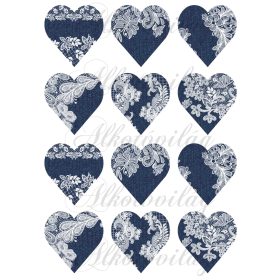 6,5 cm magas farmer szívek csipke díszítéssel