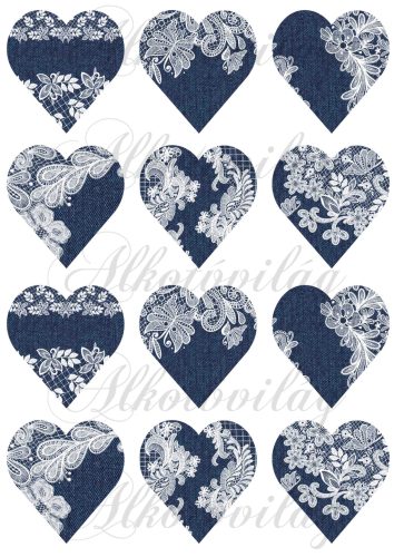 6,5 cm magas farmer szívek csipke díszítéssel