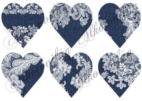 9 cm magas farmer szívek csipke díszítéssel