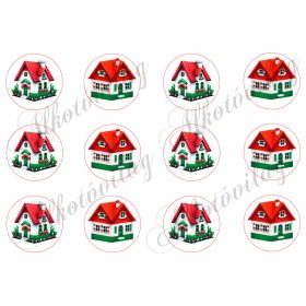 Kokárdák házikókkal 5,5 cm-es körökben