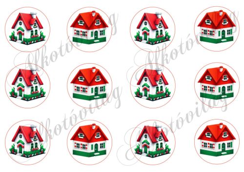 Kokárdák házikókkal 5,5 cm-es körökben