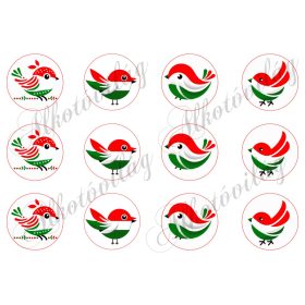 Kokárdák madárkákkal 5,5 cm-es körökben