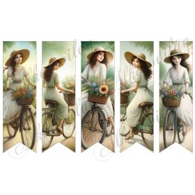   Könyvjelzők kerékpáros lánnyal ceruzarajz stílusban 17 X 5 cm