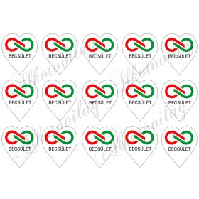 6 cm magas szívek logóval és BECSÜLET felirattal