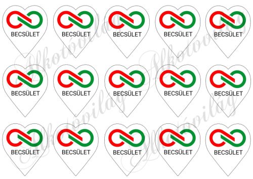 6 cm magas szívek logóval és BECSÜLET felirattal