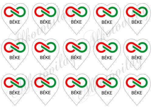 6 cm magas szívek logóval és BÉKE felirattal