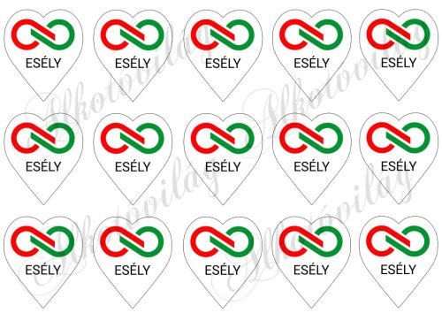 6 cm magas szívek logóval és ESÉLY felirattal