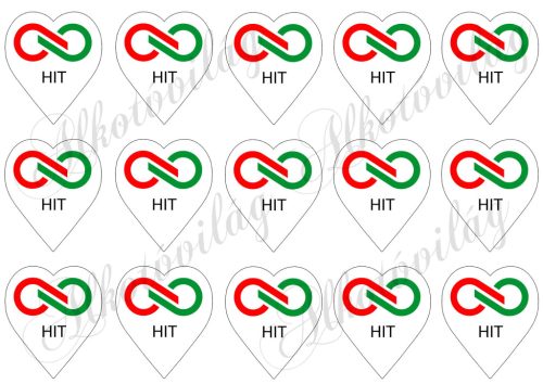 6 cm magas szívek logóval és HIT felirattal