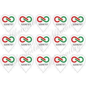 6 cm magas szívek logóval és SZERETET felirattal