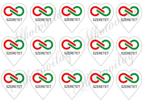 6 cm magas szívek logóval és SZERETET felirattal