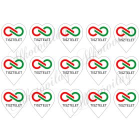 6 cm magas szívek logóval és TISZTELET felirattal