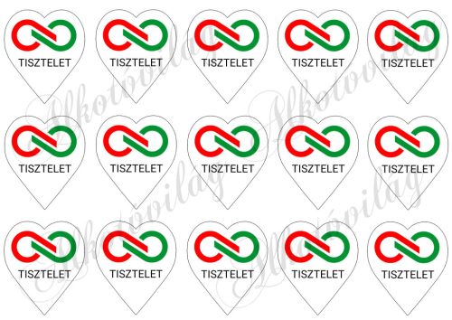 6 cm magas szívek logóval és TISZTELET felirattal