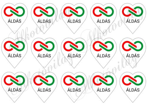 6 cm magas szívek logóval és ÁLDÁS felirattal