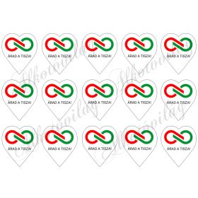 6 cm magas szívek logóval és ÁRAD A TISZA felirattal