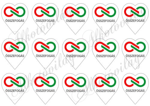 6 cm magas szívek logóval és ÖSSZEFOGÁS felirattal