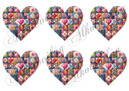 8 cm magas patchwork szívek