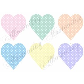 9 cm magas pöttyös szívek pasztell színekben