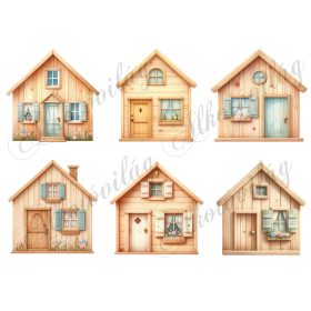 Fa házak, házikók - 9 cm magas
