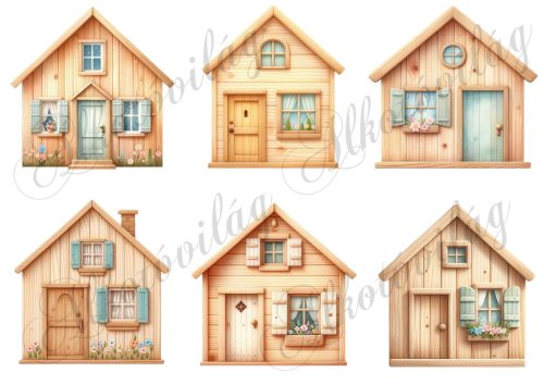 Fa házak, házikók - 9 cm magas