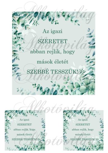 Eukaliptuszos kép idézettel - 16x16 cm