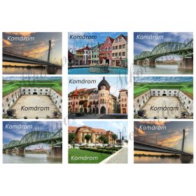   Komárom nevezetességei KOMÁROM felirattal 9 x 6 cm - HŰTŐMÁGNES, AJÁNDÉKKÍSÉGŐ készítéshez