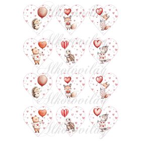   6,5 cm magas szívek apró szívecskékkel és Valentin napi - Anyák napi állatkákkal